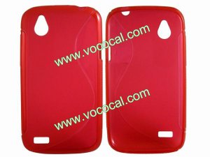 S Line Wave TPU Case Cover Skin for HTC Desire V T328W Red