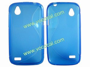 S Line Wave TPU Case Cover Skin for HTC Desire V T328W Blue