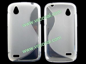 S Line TPU Case Cover Skin for HTC Desire V T328W Clear White