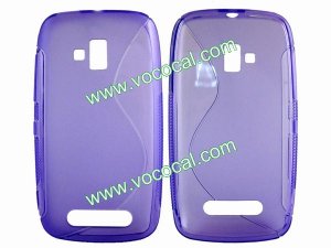 S Line Soft Flexible TPU Case Cover Skin for Nokia Lumia 610 Purple
