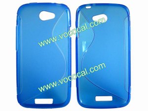 S Line Soft Flexible TPU Case Cover Skin for HTC Z520e One S Blue
