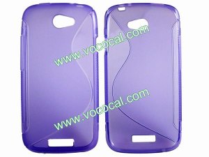 S Line Soft Flexible TPU Case Cover Skin for HTC Z520e One S Purple