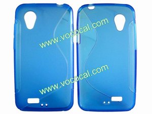 S Line Soft Flexible TPU Case Cover Skin for HTC Desire VT T328t Blue