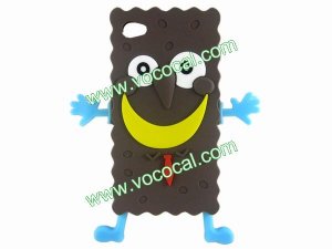 Brown 3D Sponge Cartoon Figure Detachable Silicone Case Cover for iPhone 4 4G 4S