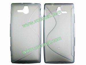 S Line Wave Soft TPU Case Cover Skin for Sony Xperia U ST25i Clear Gray