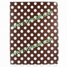PU Leather Case Cover Skin for iPad 2 3 with Dormancy Function Coffee with White Dots
