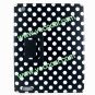 PU Leather Case Cover Skin for iPad 2 3 with Dormancy Function Black with White Dots
