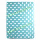 PU Leather Case Cover Skin for iPad 2 3 with Dormancy Function Blue With White Dots