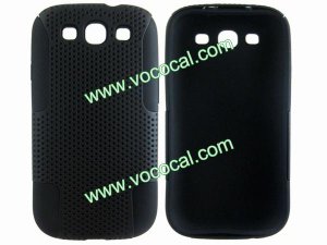 Dual Combo Reticulated PC Silicone Case Cover for Samsung Galaxy S3 i9300 Black