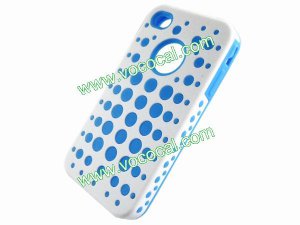 Azure Spots Dot Silicone PC Hard Combo Case Cover for iPhone 4 4S