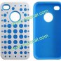 Azure Spots Dot Silicone PC Hard Combo Case Cover for iPhone 4 4S