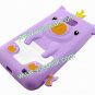 Purple 3D Pig Cartoon Silicone Gel Case Cover for Samsung Galaxy S2 i9100 i9108