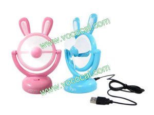 Cartoon Rabbit USB Battery Powered Portable 180 Rotating Mini Table Desk Fan