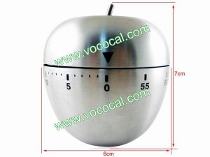 Apple Shape 60min Stainless Steel Metal Mechanical Kitchen Cooking Twist Timer