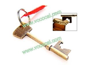 Antique Brass Key Shape Stainless Steel Metal Bottle Flask Opener Keychain