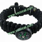 Black Plastic Buckle 550 Paracord Survival Bracelet Weaves Shackle w/ Compass