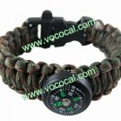 Camouflage Plastic Buckle 550 Paracord Survival Bracelet Weaves Shackle w/ Compass