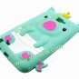 Aquamarine 3D Pig Cartoon Silicone Gel Case Cover for Samsung Galaxy Note i9220