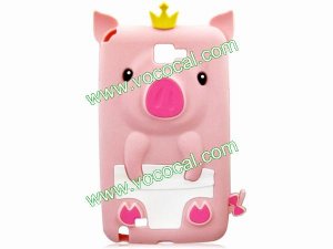 Pink 3D Pig Cartoon Silicone Gel Case Cover for Samsung Galaxy Note i9220