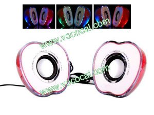 Red Mini Color Changing Led Light Laptop USB Stereo Speaker Amplifier