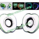 Green Mini Color Changing Led Light Laptop USB Stereo Speaker Amplifier