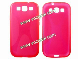 Clear Peach X Shape Soft TPU Case Cover Skin for Samsung i9300 Galaxy S3 SIII