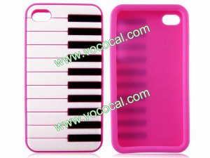 Rose Piano Key 3D Soft Silicone Back Case Cover Skin for iPhone 4 4G 4S