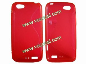 S Line Soft Flexible TPU Case Cover Skin for HTC One V T320E Red