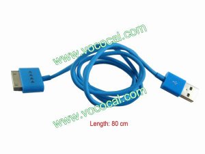USB Data Cable Line Cord With LED Light Indicator for iPhone 4 4S Sky Blue
