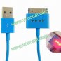 USB Data Cable Line Cord With LED Light Indicator for iPhone 4 4S Sky Blue