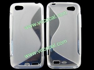 S Line Soft Flexible TPU Case Cover Skin for HTC One V T320E Clear White