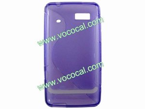 Purple S Style TPU Gel Case Back Cover Skin for Motorola XT615