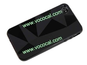 Black 3D Triangles TPU Gel Case Cover Skin for iPhone 4 4G 4S