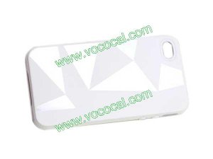 White 3D Triangles TPU Gel Case Cover Skin for iPhone 4 4G 4S