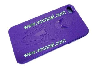 Purple 3D Cartoon Hero Spider TPU Case Cover Skin for iPhone 4 4G 4S