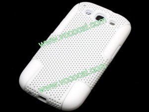 Dual Combo Mesh PC Silicone Case Cover for Samsung Galaxy S3 i9300 White