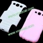 Dual Combo Mesh PC Silicone Case Cover for Samsung Galaxy S3 i9300 Pink-White