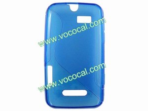 Blue S Style TPU Gel Case Cover Skin for Motorola Defy Mini XT320