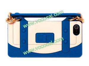 Cute Fancy Soft Silicone Handbag Case Cover Skin for iPhone 5 Dark Blue