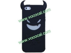 Cute 3D Silicone Devil Demon Protective Case Cover Skin for iPhone 5 Black