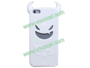 Cute 3D Silicone Devil Demon Protective Case Cover Skin for iPhone 5 White