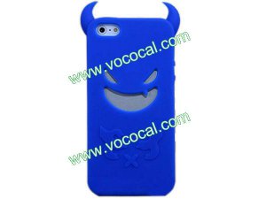 Cute 3D Silicone Devil Demon Case Cover Skin for iPhone 5 Dark Blue