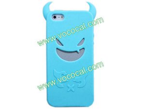 Cute 3D Silicone Devil Demon Protective Case Cover Skin for iPhone 5 Light Blue