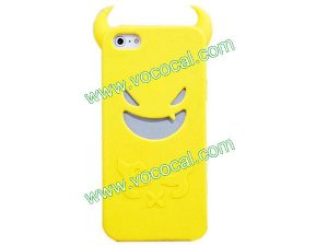 Cute 3D Silicone Devil Demon Protective Case Cover Skin for iPhone 5 Yellow