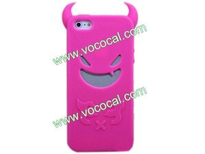 Cute 3D Silicone Devil Demon Protective Case Cover Skin for iPhone 5 Rose