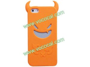 Cute 3D Silicone Devil Demon Protective Case Cover Skin for iPhone 5 Orange