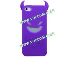 Cute 3D Silicone Devil Demon Protective Case Cover Skin for iPhone 5 Purple