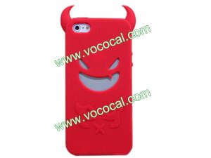 Cute 3D Silicone Devil Demon Protective Case Cover Skin for iPhone 5 Red