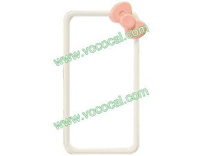 White 3D Bow Cartoon Hard Bumper Case Cover Skin for iPhone 4 4G 4S