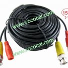 15M BNC/DC Video Power Extension Cable Cord for CCTV Camera